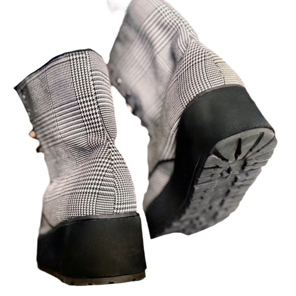 Vintage Plaid Platform Lace-Up Boots | Size 8 | Y2K Patchwork Style - Picture 3 of 14